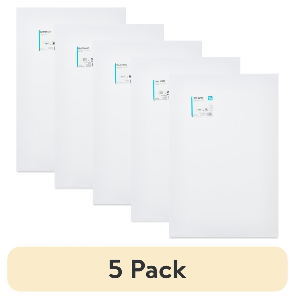 (5 pack) White Foam Board, 20" x 30"