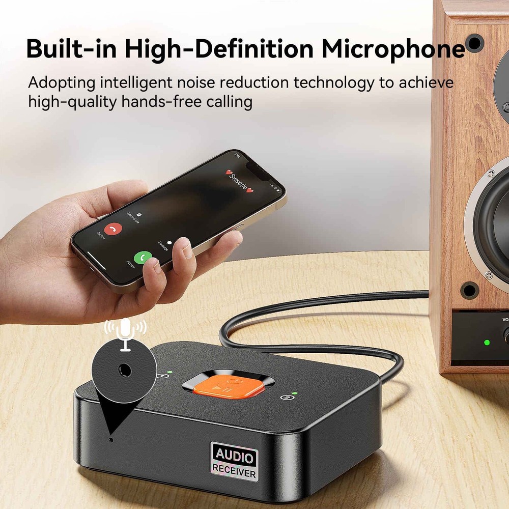 Bluetooth 6.0 Audio Receiver with Type-C Port 3.5mm Jack RCA Adapter New Model