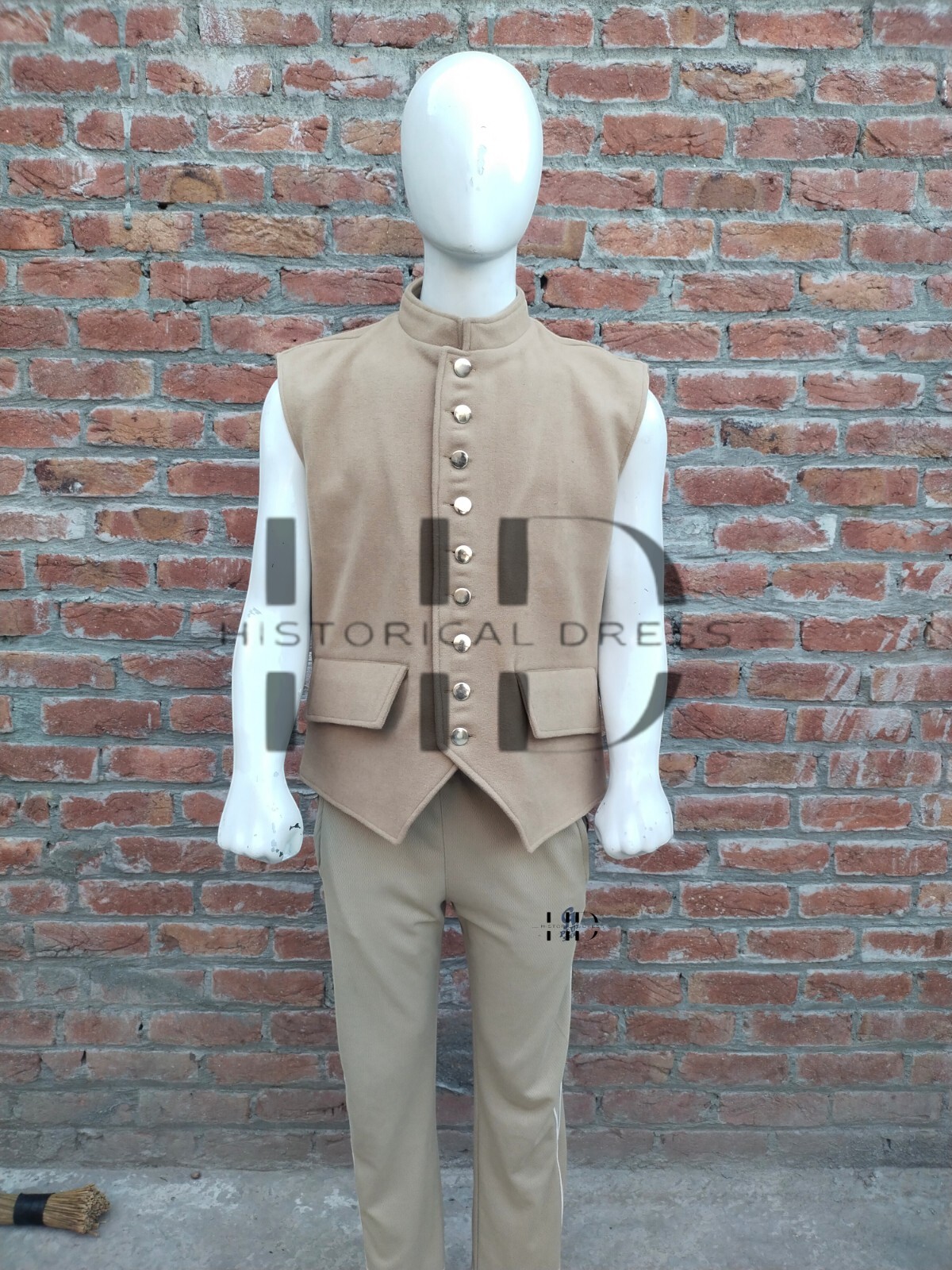 Revolutionary War Uniform Officer Regimental Navy Blue Men's American Coat+Waist