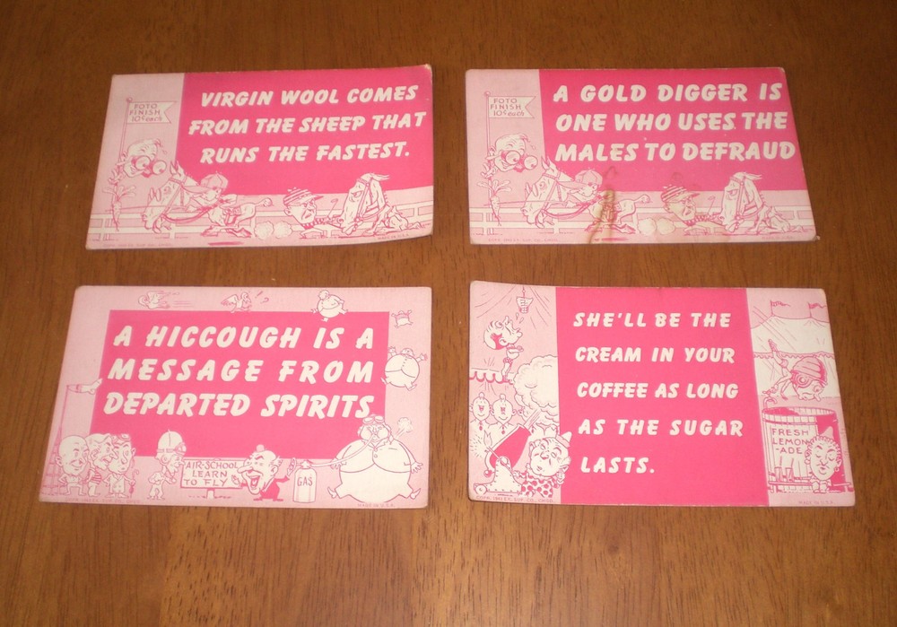 FOUR 1943 COMIC E. SUP. CO. ARCADE EXHIBIT CARDS -