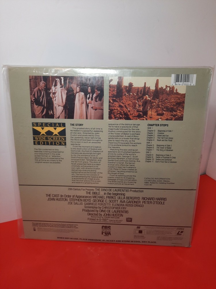 The Bible In The Beginning Laserdisc CBS Fox