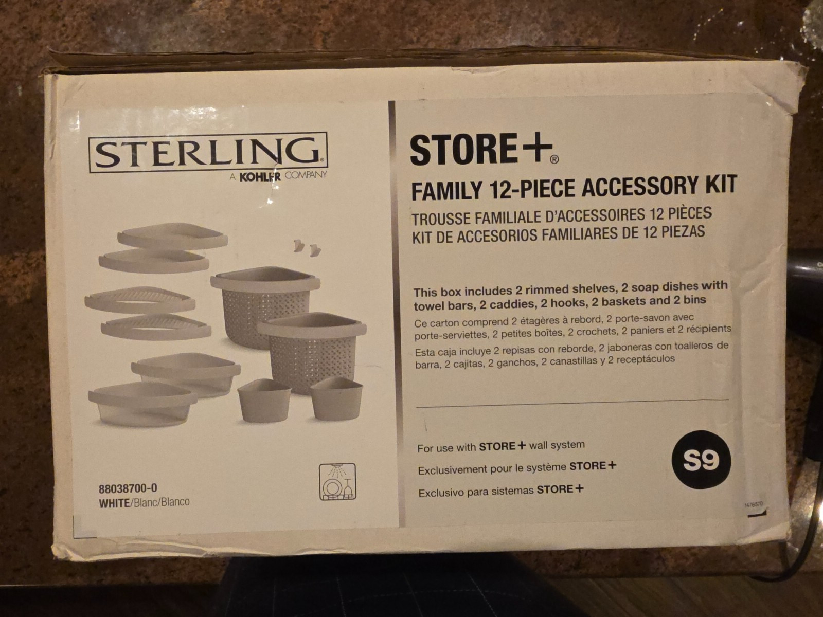 Kohler STERLING STORE+ 88038700-0 12 Piece Wall Mounted Shower Caddy in White