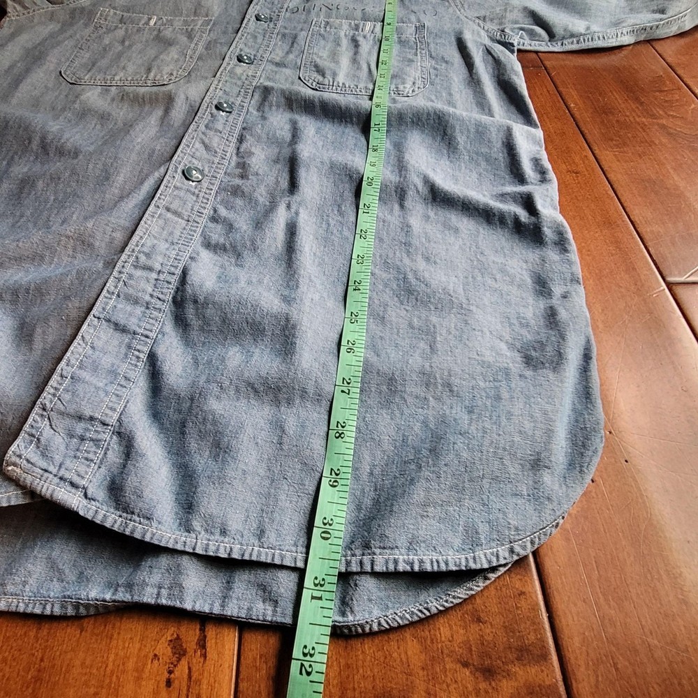 Vintage WWII US Navy Chambray Button Down Shirt Distressed 1940s