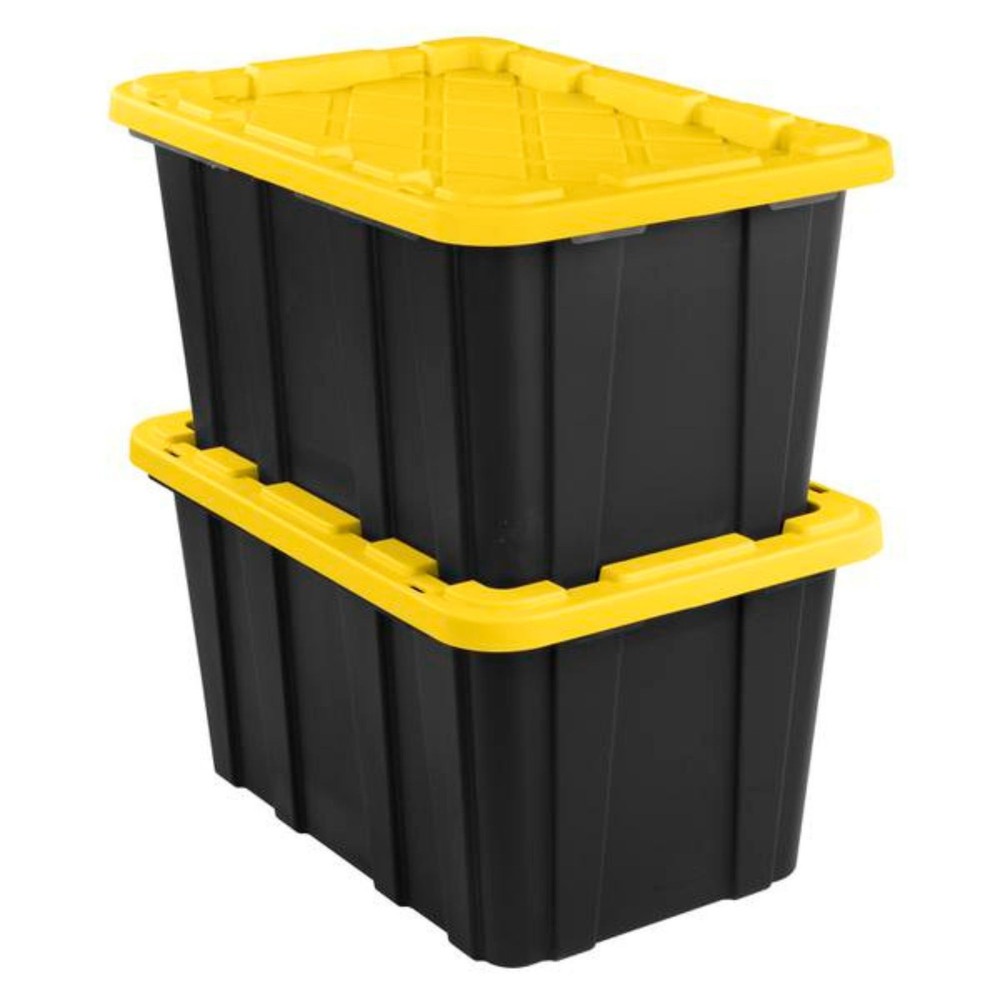 Sterilite 27 Gallon Industrial Stackable Storage Tote Lidded Containers, 16 Pack