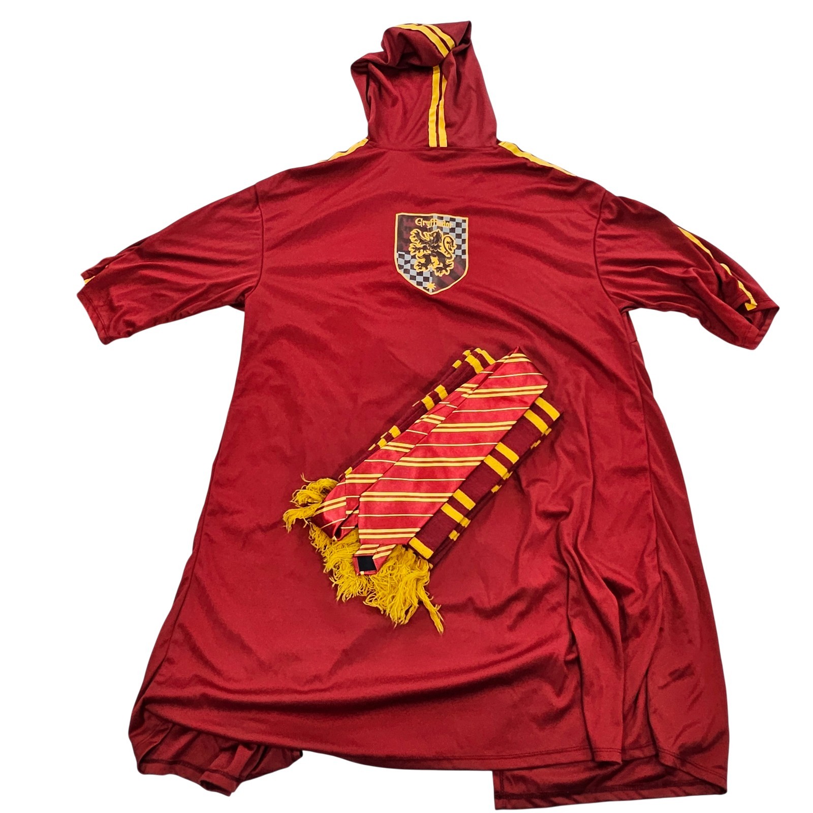 Harry Potter Gryffindor Robe Scarf and Tie Adult One Size Red Robe With Hood