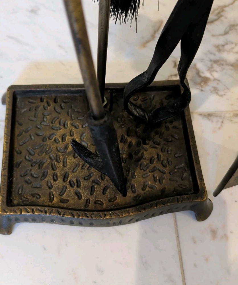 Fireplace Tool Set Vintage Cast Iron