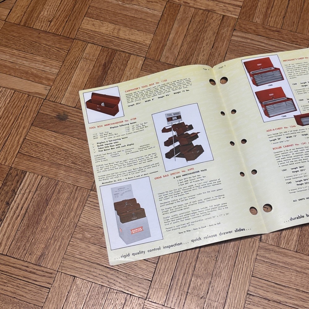 Vintage DUPLEX TOOL BOXES Vendor Brochure - Pendleton Tool - DU 601-7105