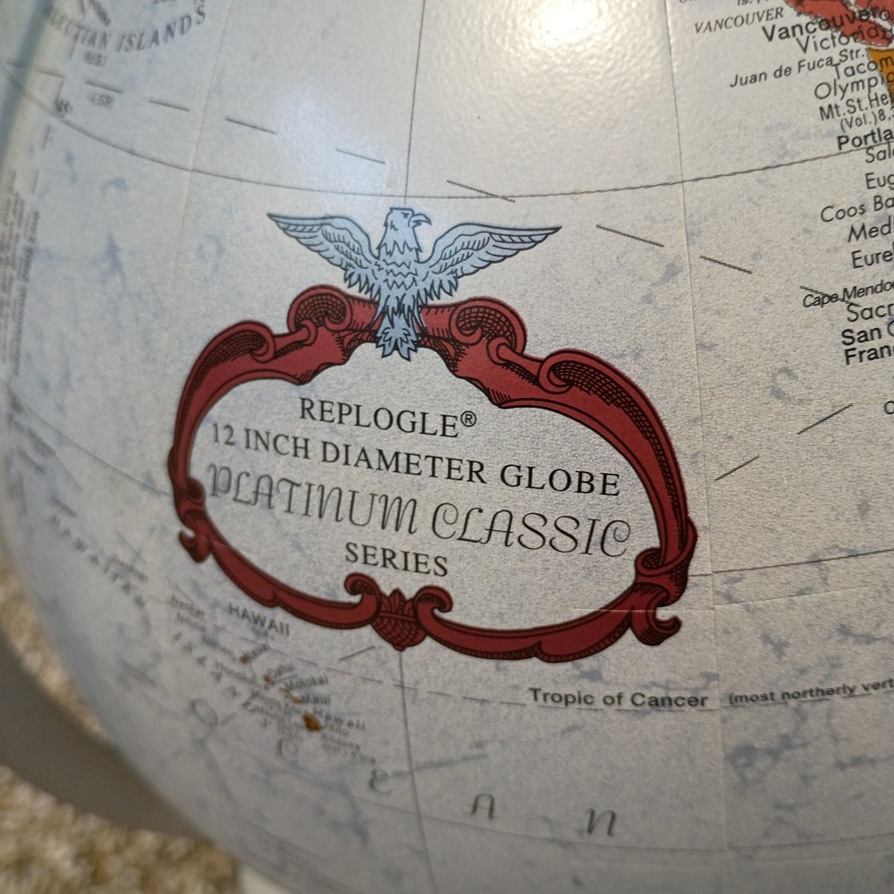 Replogle 12” Platinum Classic Series Globe USA Made Raised Relief Surface
