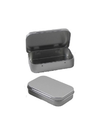 (3) Rectangular Tin 3.8 x 2.45 Metal Container Hinged Lid Crafts Cosmetics Soap