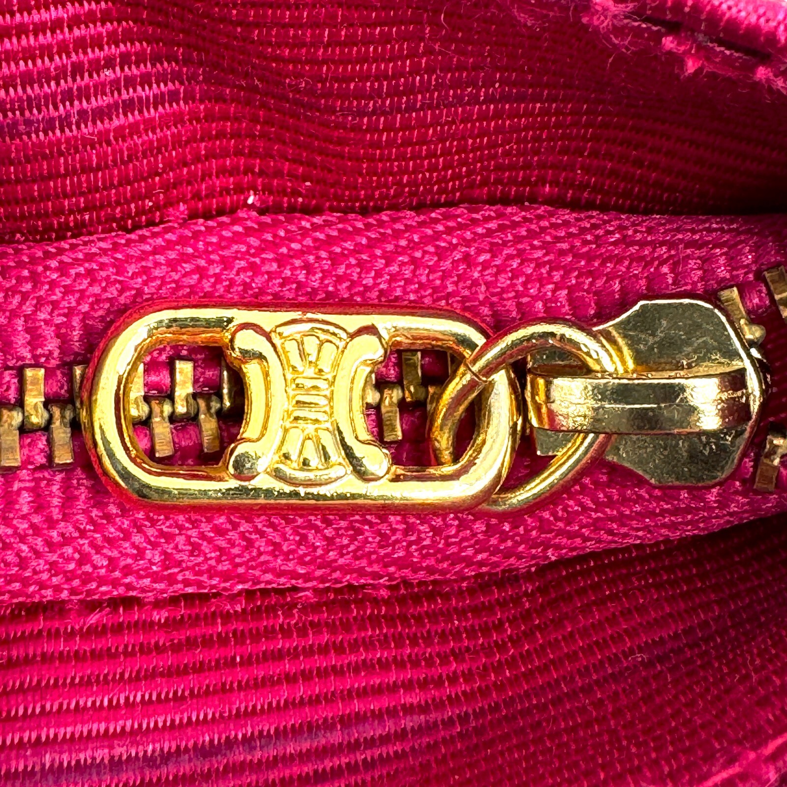 CELINE Circle Pouch Nylon Pink Authentic