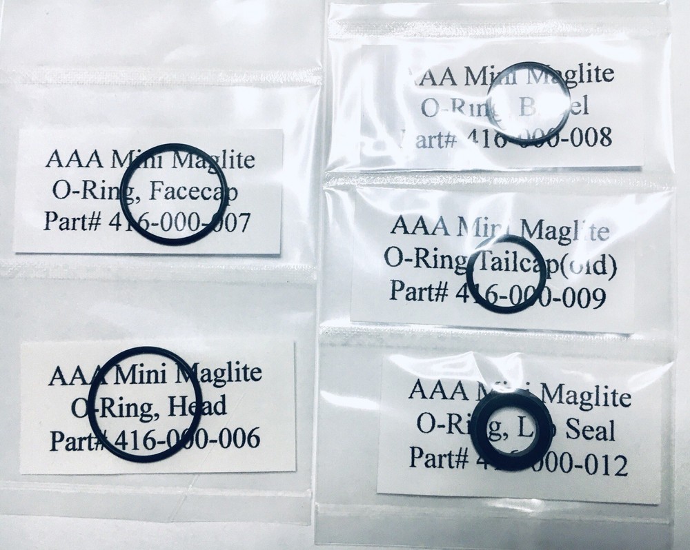 Authentic "AAA" 2 Cell Mini Maglite Replacement Lens and 5pcs O-ring/ Seal Set