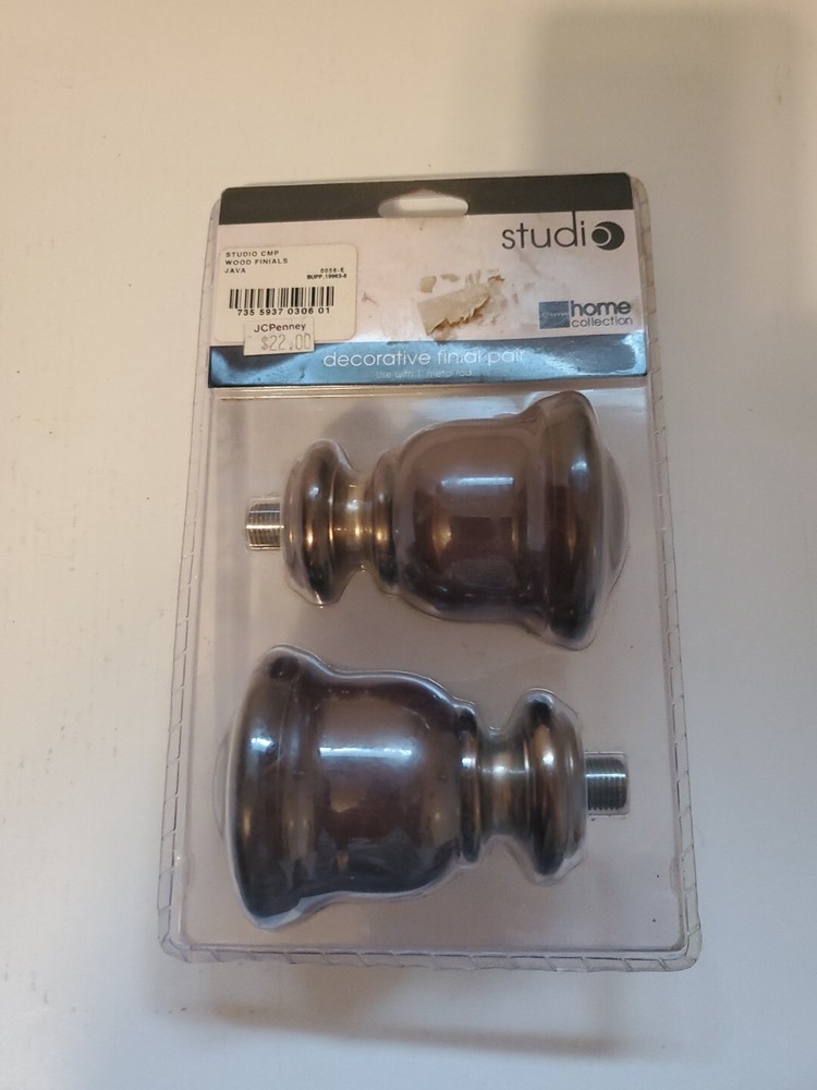 JCPenney Studio Home Collection Finials for 1" Diameter Rods Java