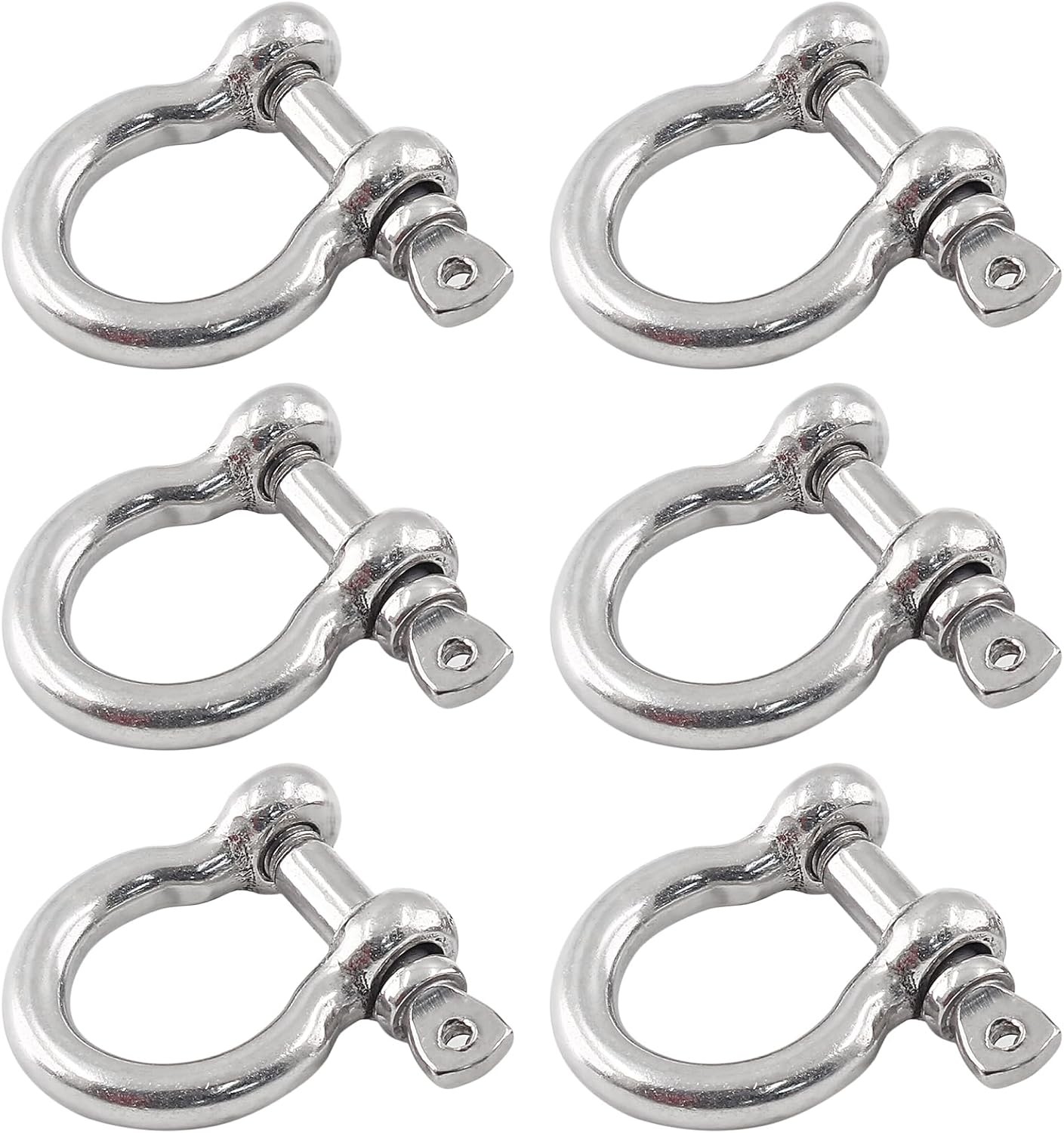 6 Pcs 1/4 D Ring Anchor Shackles, Stainless Steel Clevis Shackle, Marine Boat