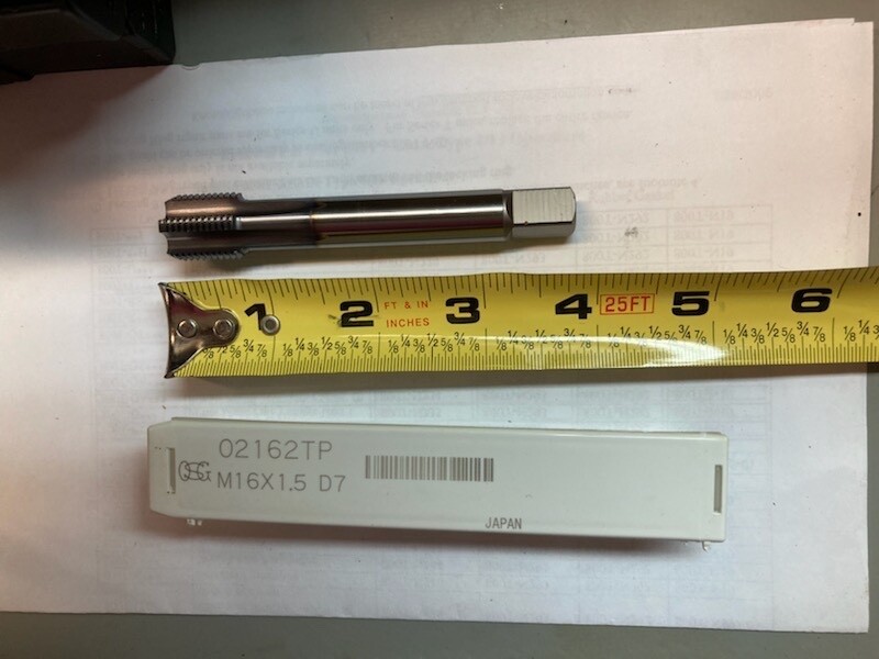 OSG M16 x 1.5 D7, 4" length. tap
