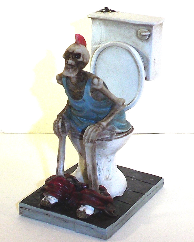 Skeleton on Toilet Skull Figurine Statue Skeleton Halloween