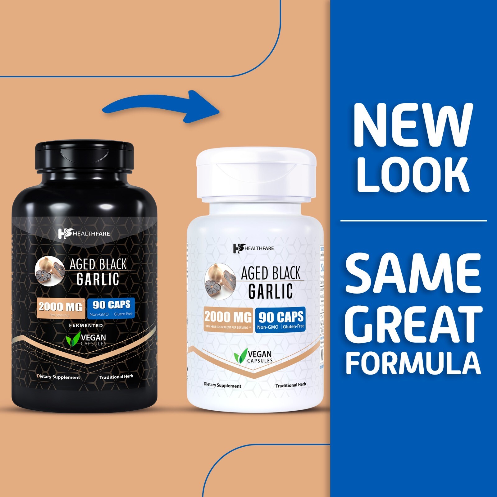 Fermented Black Garlic Extract Dietary Supplement 2000mg 90 Caps