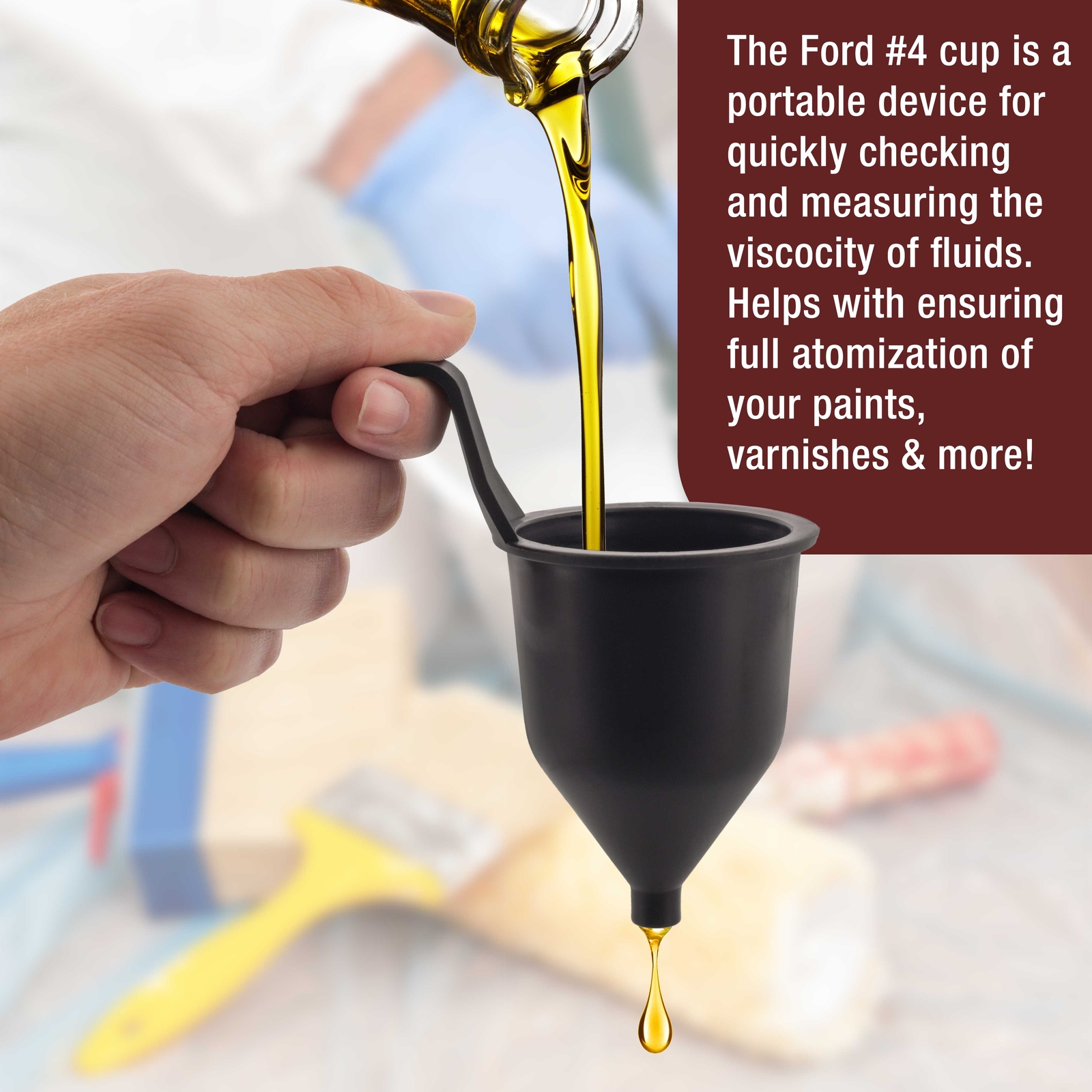 Liquid Thickness & Viscosity Measuring Cup Ford # 4 Four, Viscosimeter Paint