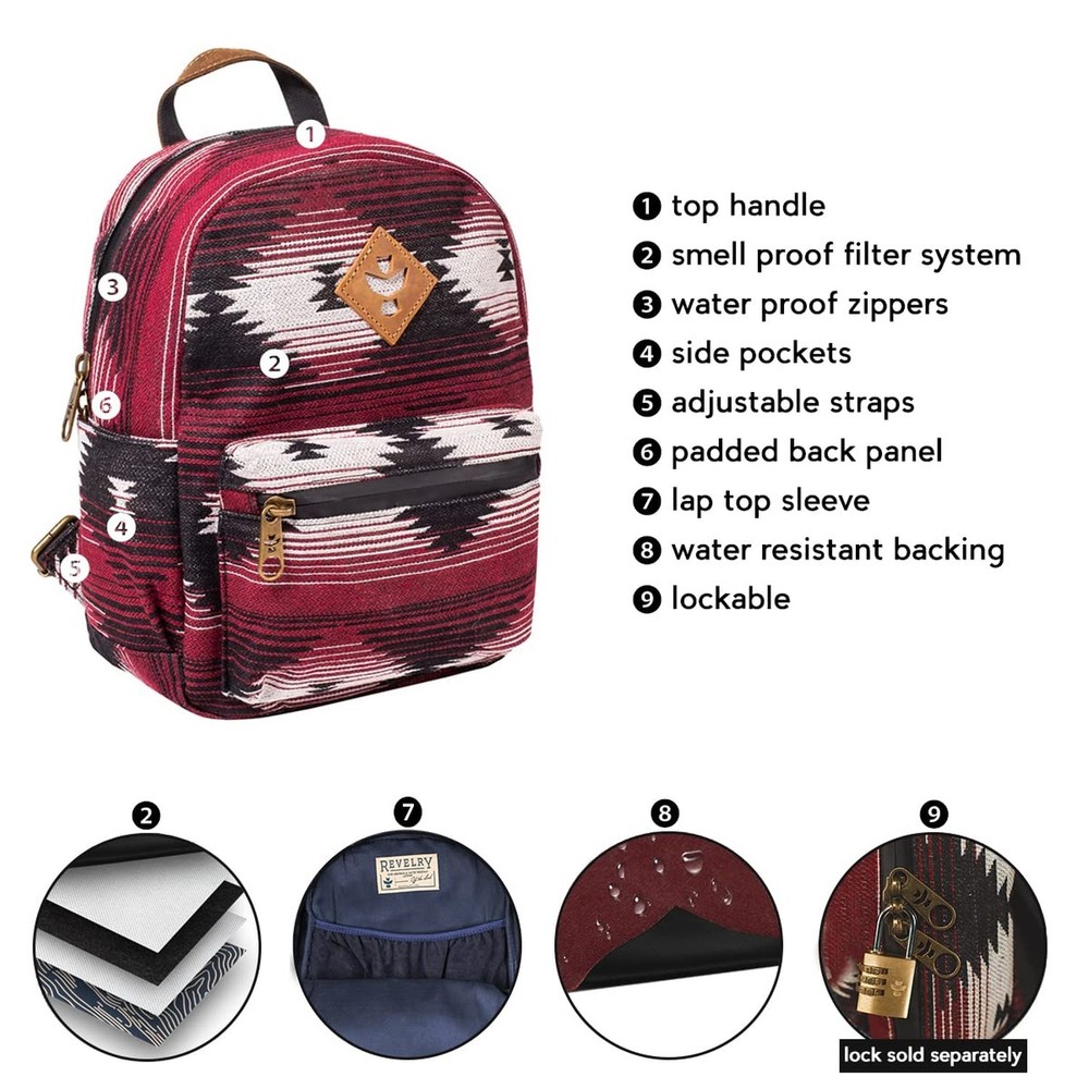 Mini Smell Proof Backpack - The Shorty Maroon Pattern