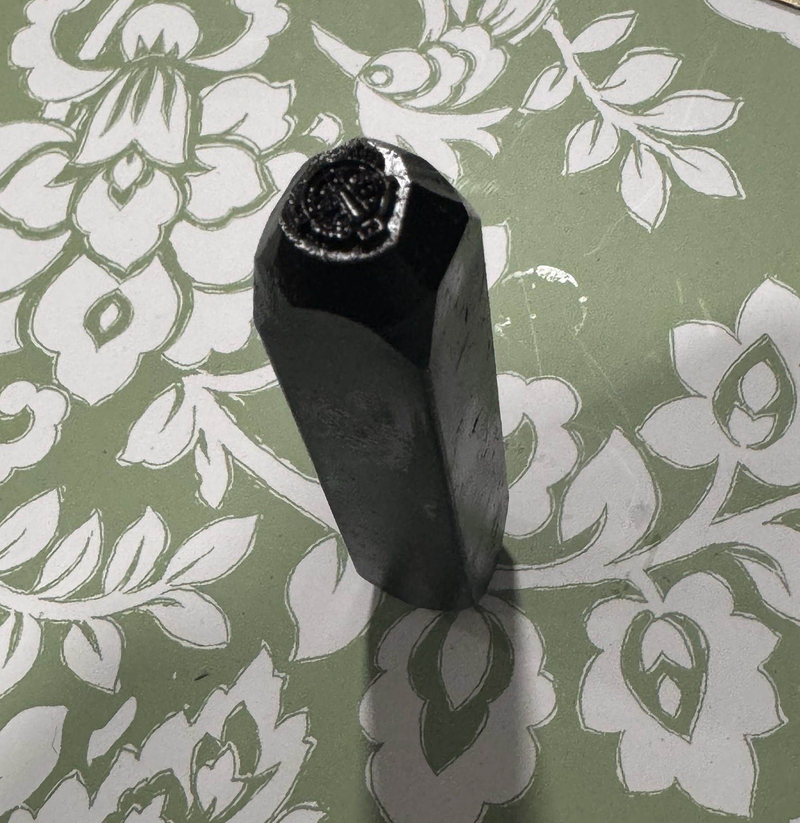 WWII 7/32 US Ordnance Department Crossed Cannon Inspector Cartouche Steel Stamp