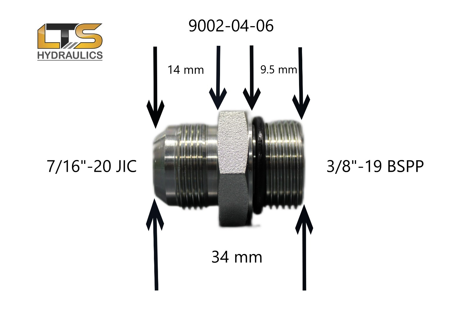 Male JIC x Male British Parallel Pipe BSPP Hydraulic Adapter Multiple Variations
