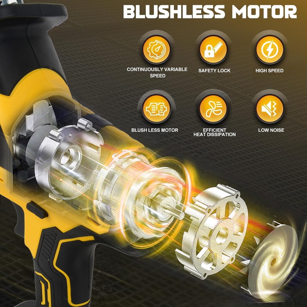 Brushless Cordless Reciprocating Saw for Dewalt 20V Max Variable Speed Tool Only