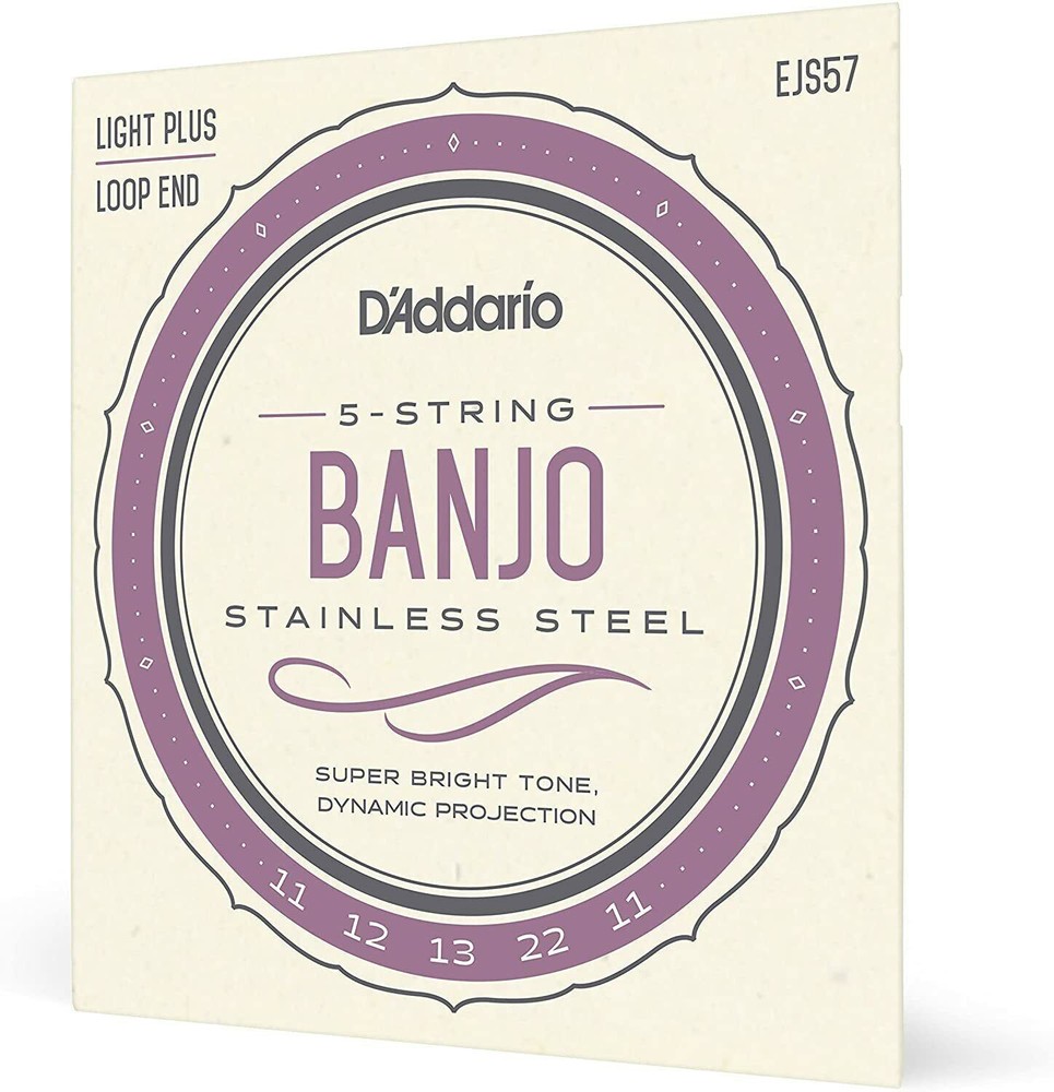 D'Addario EJS57 5-String Banjo Strings, Stainless Steel, Custom Medium, 11-22