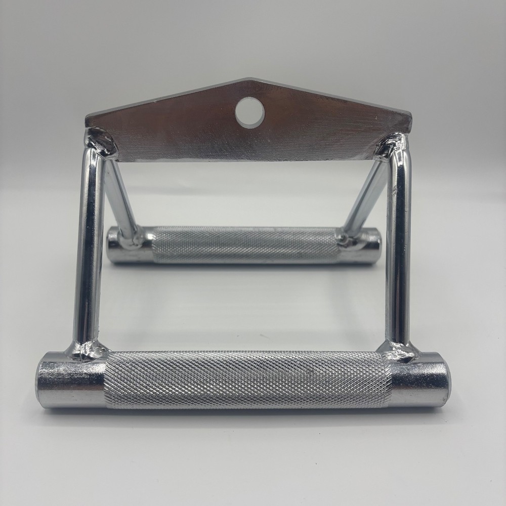 Seated Row Double-D Grip Cable Attachment Knurled Chrome