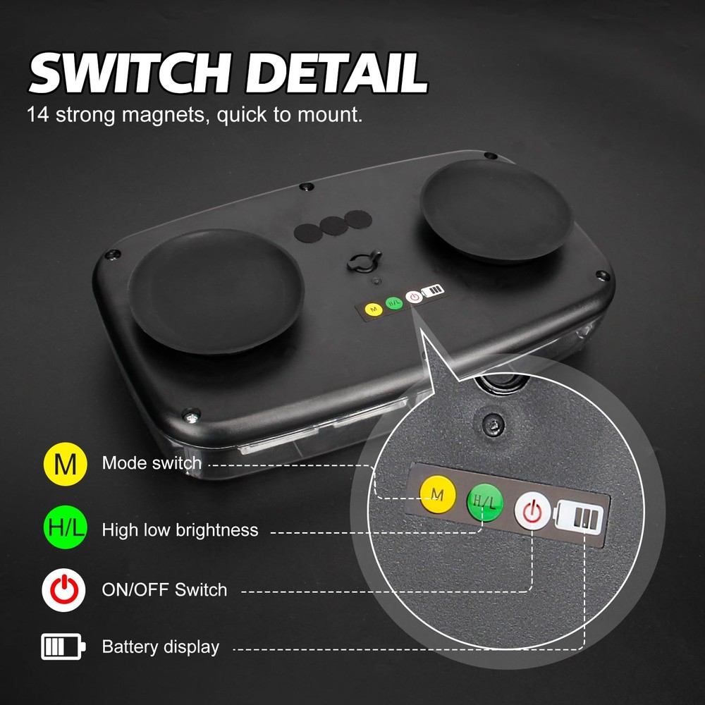 Rechargeable Strobe Light Amber Wireless Battery, 17 Flashing Mode,