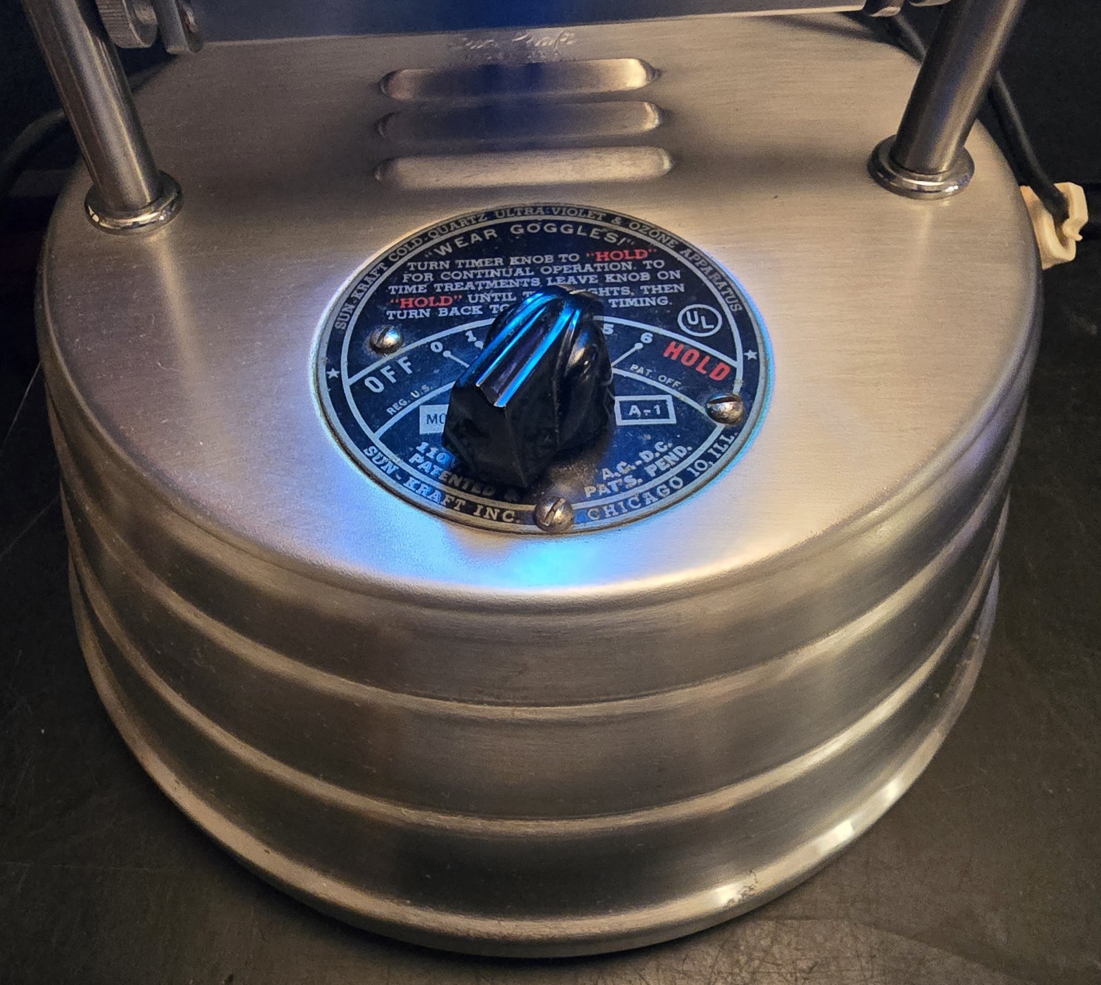 Vintage Sun-Kraft Cold Quartz Ultraviolet Therapy Lamp Model A-1 Tested Works