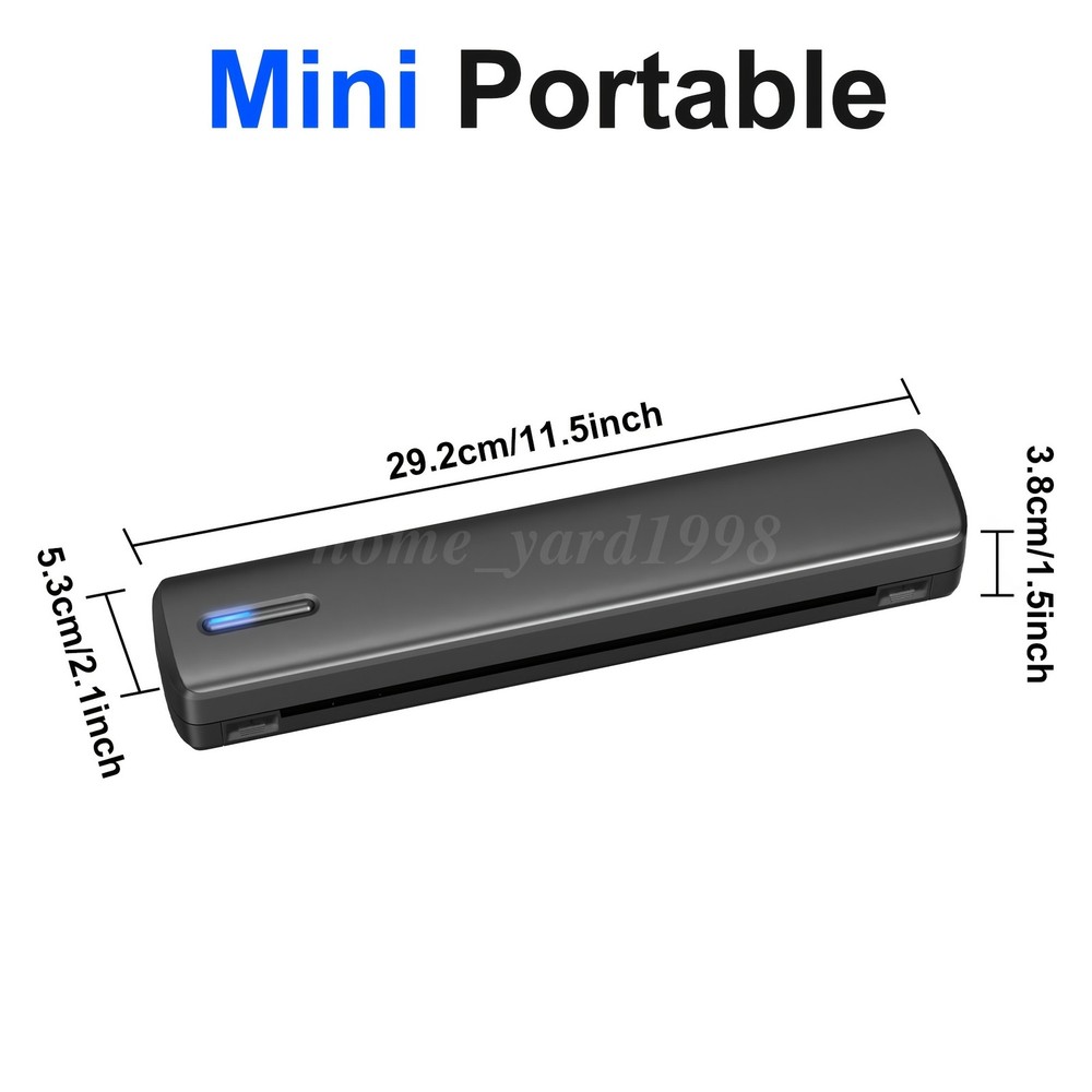 Support A4 Portable Printer Wireless Inkless thermal Printer Bluetoothe Black