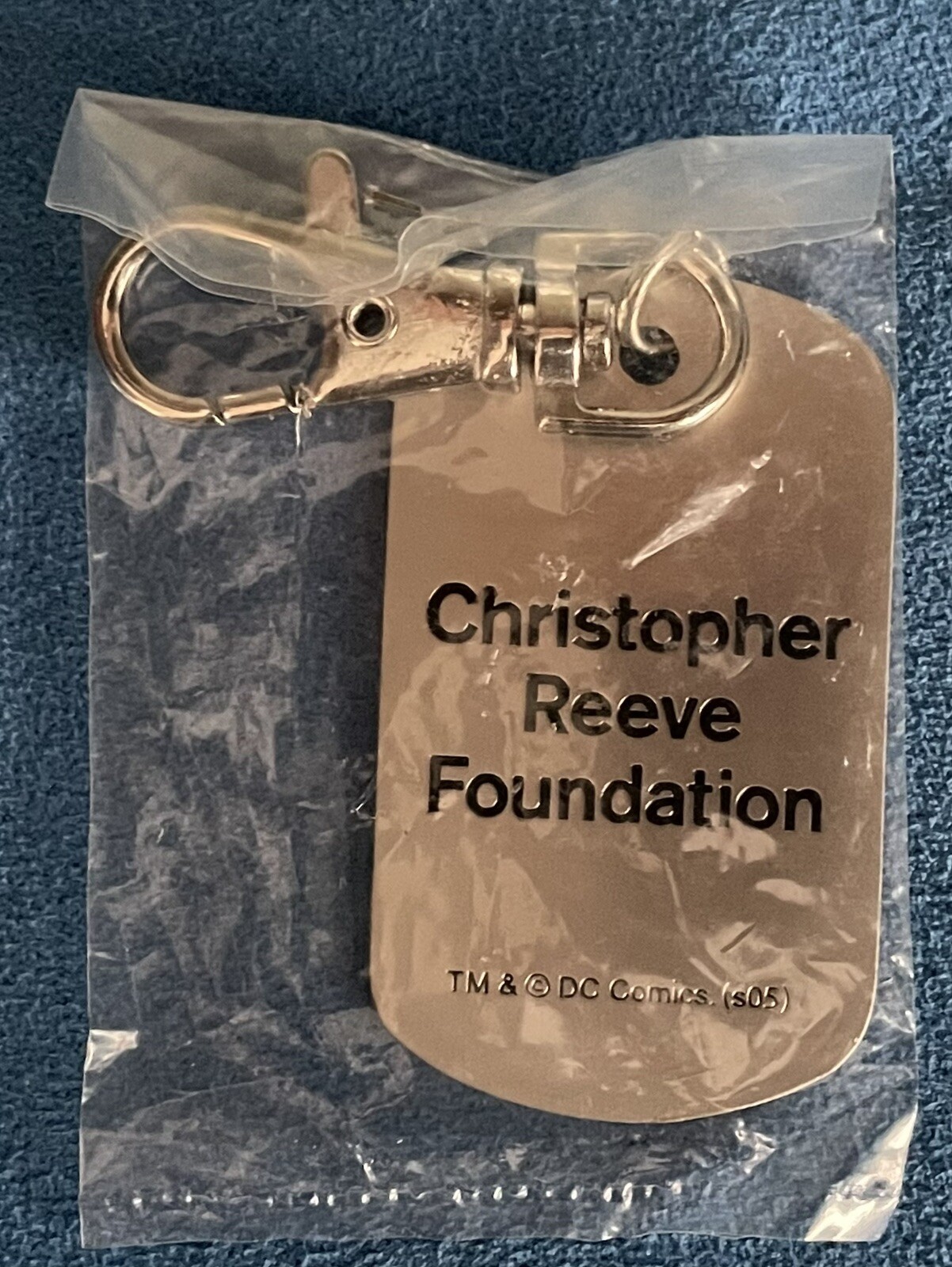 Christopher Reeve Foundation, Superman “Go Forward.” Keychain, Dog Tag TM & DC