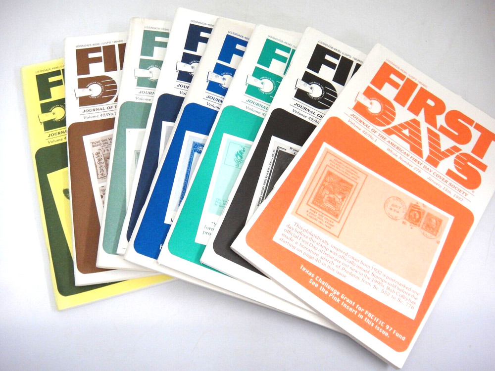 First Days Journal of American First Day Cover Society 1997 Lot of 8 Complete