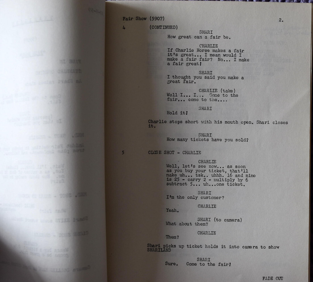1959 Shariland " Fair Show " Original Screenplay Script