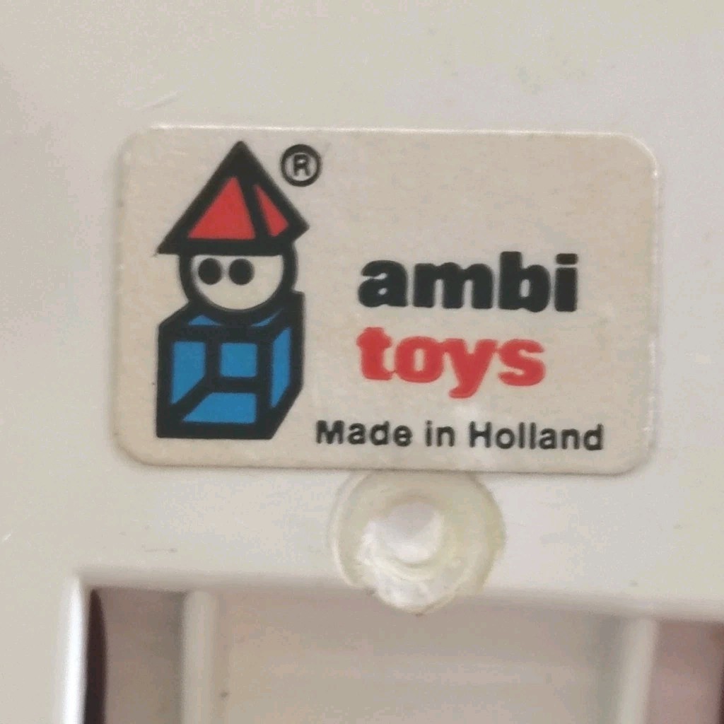 Vintage Toy Telephone Ambi Toys Pull Along Made in Holland Red Rotary Phone