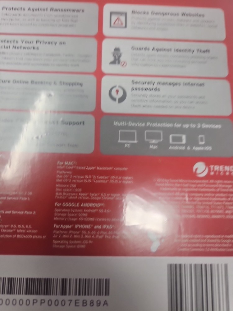 New Trend Micro Internet Security Advanced Online Protection. 3 Device Protector