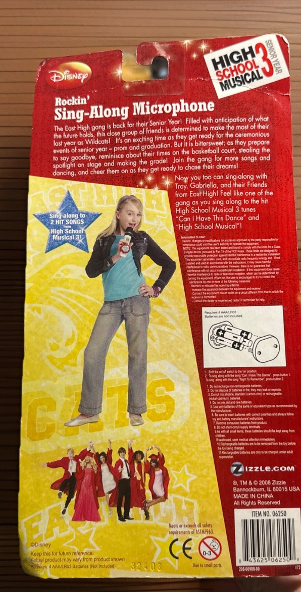 Disney HIGH SCHOOL MUSICAL 3 Senior Year Rockin' Sing-Along Mic (2008) Collector