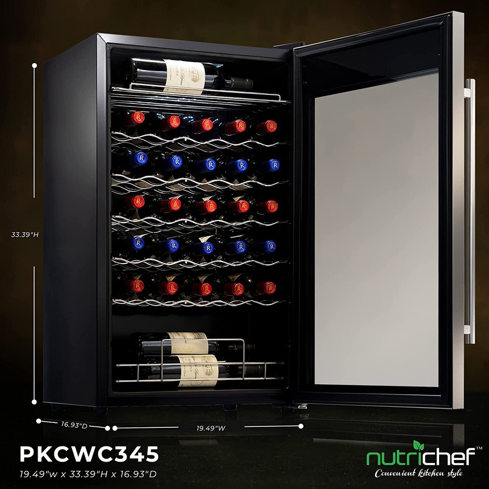 Nutrichef PKCWC345 34 Bottles Wine Cellar (Single-Zone)