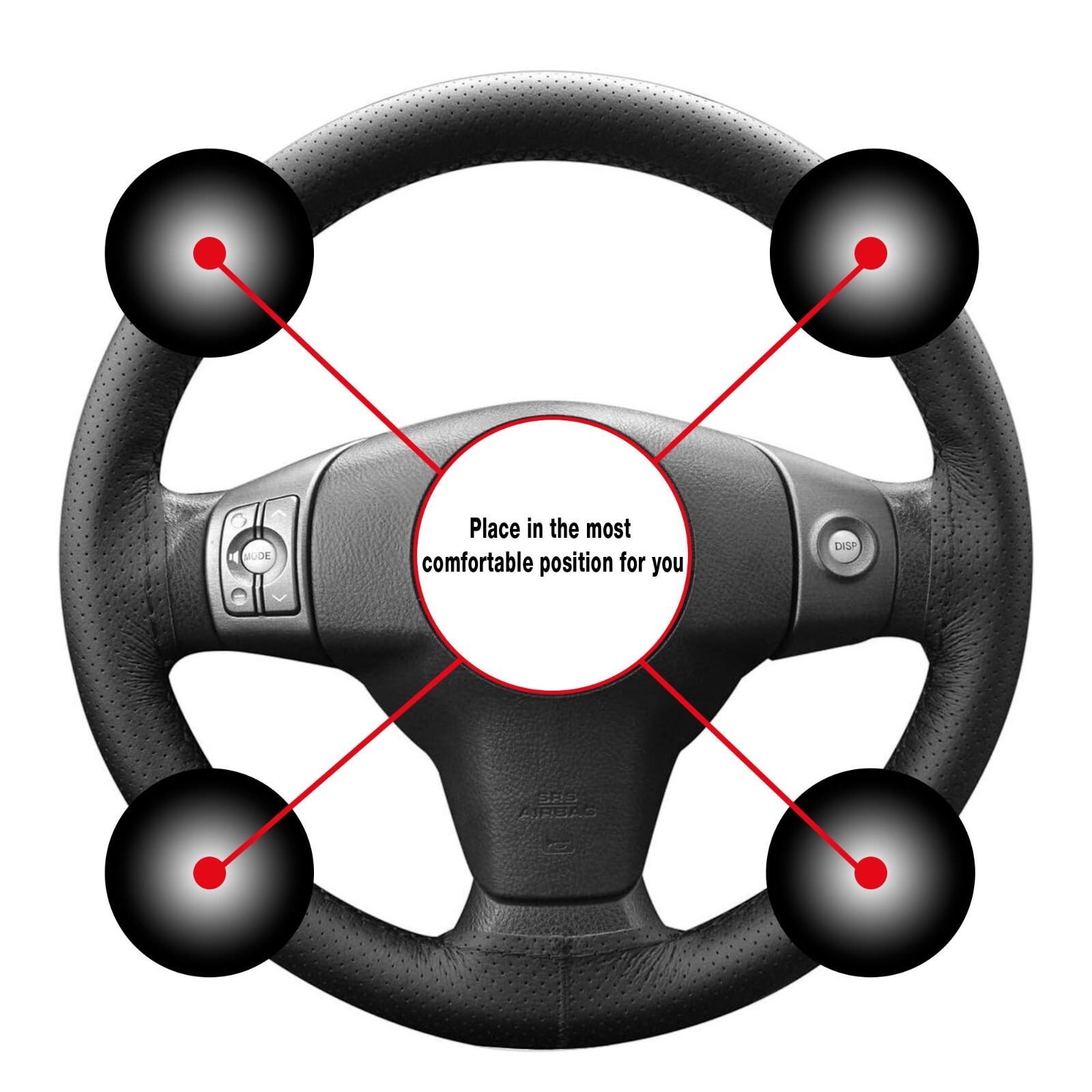 Universal Steering Wheel Spinner Knob Handle 8 Ball Suicide Car Truck SUV Black