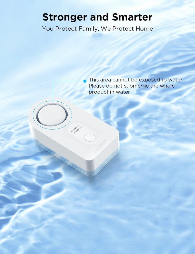 Smart Water Leak Sensor Set - 3 Pack with Adjustable 100dB Alarm Notifications