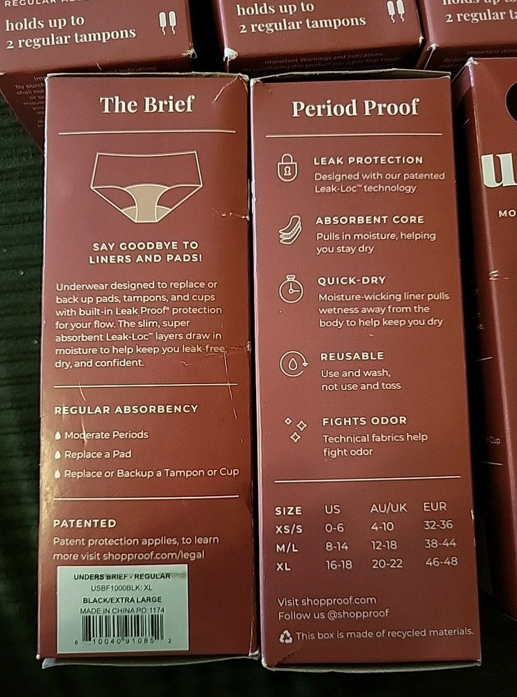 (6) Unders Period Proof Underwear ● Regular Absorbency Size XL