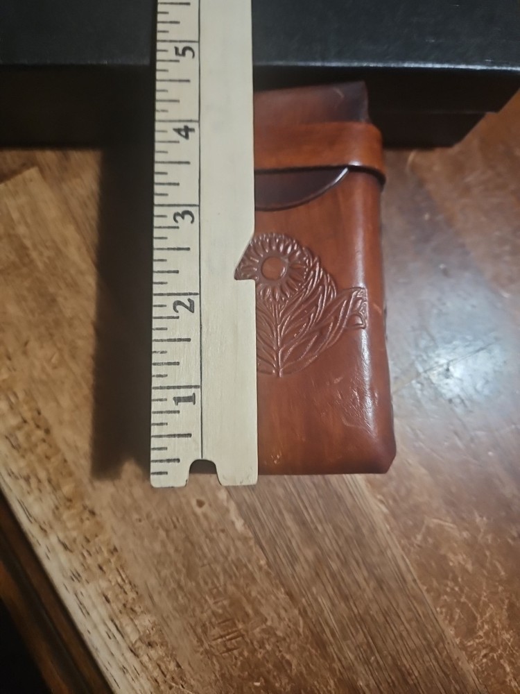 Tooled leather Cigarette case With Lighter Sleeve Vintage