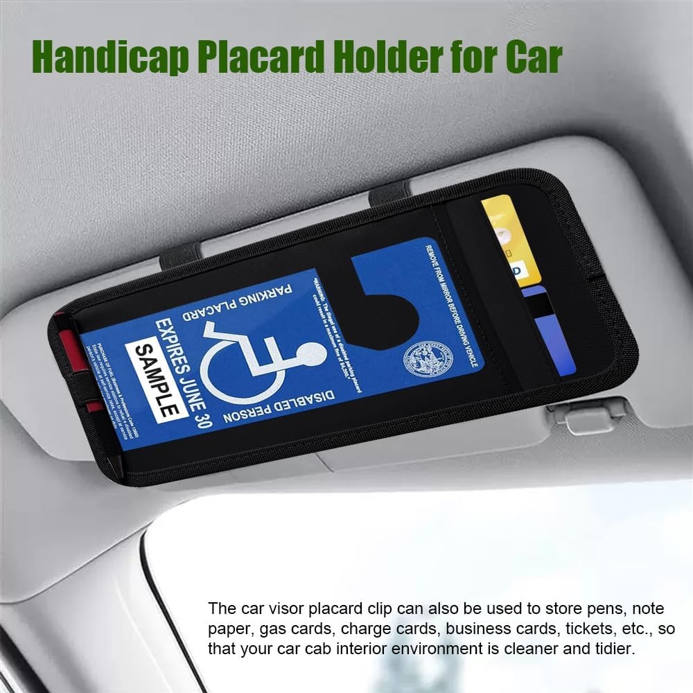 2PCS Placard Holder for Auto, Parking Permit Sign Protector for Car Visor, Black