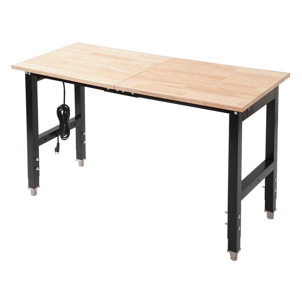 Adjustable Height Workbench w/ Power Strip Working Table Heavy-Duty Work Desk