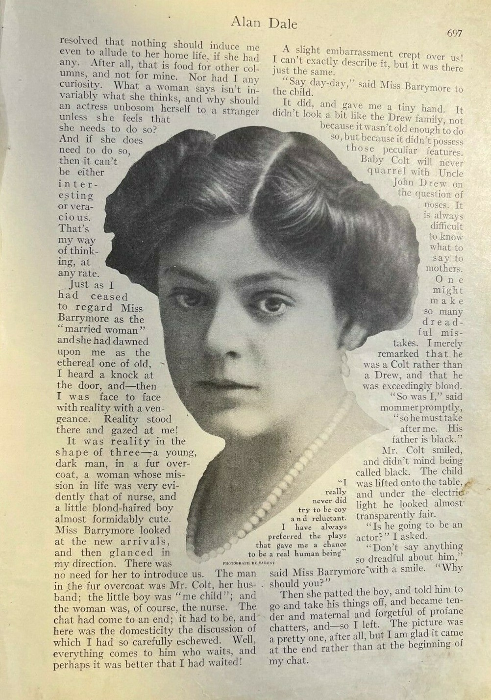 1912 Actress Ethel Barrymore illustrated