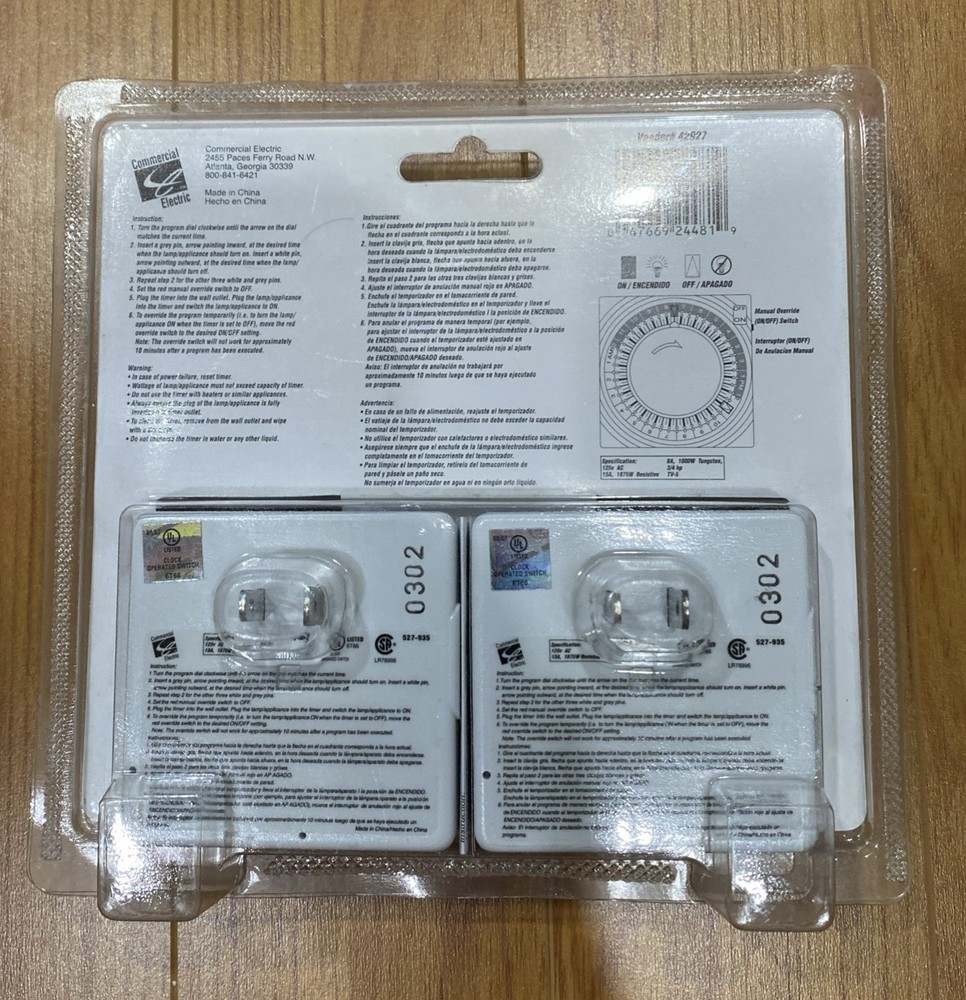 New Commercial Electric 24 Hour Programmable Timer 527-935 2 Pack
