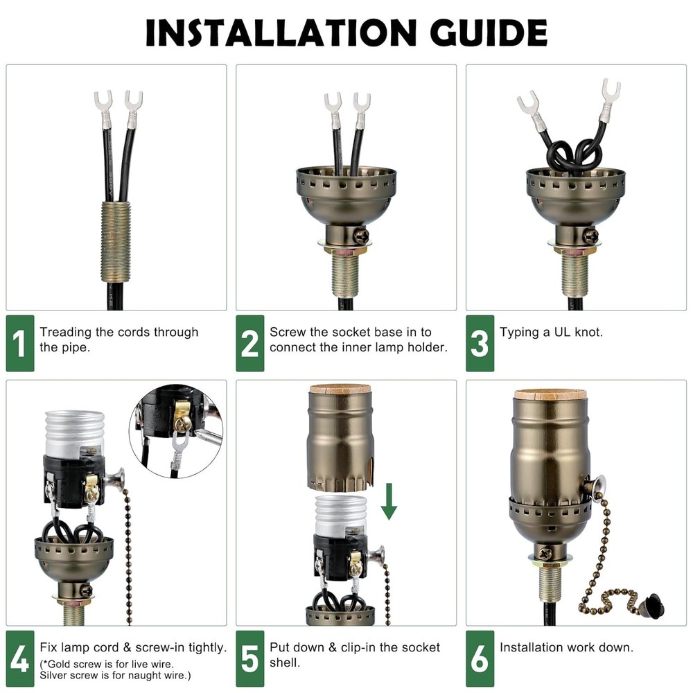 Pull Chain Light Socket Replacement,E26 Standard Screw Lamp Socket,Bulb Socket w