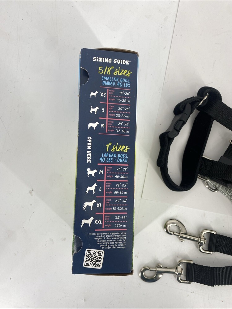 2 Hounds Design Freedom No Pull Dog BLACK Harness & Leash MEDIUM - 1" Width -New