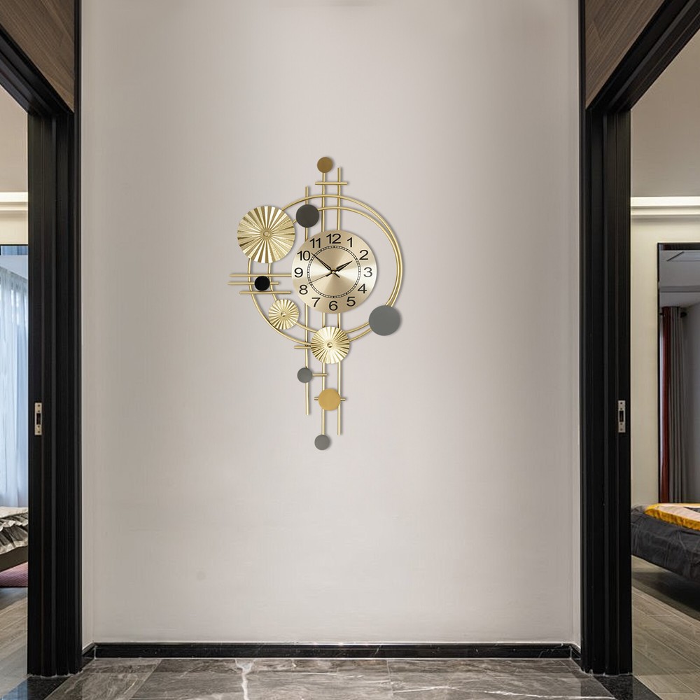 Modern Gold Wall Clock, Elegant Design, Silent Movement, Wall Mount Decor