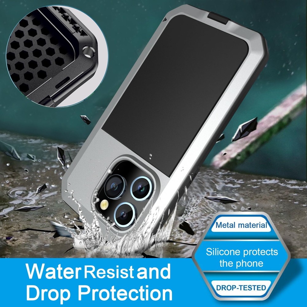Marrkey Compatible with iPhone 15 Pro Max Case 360° Heavy Duty Shockproof Alumin