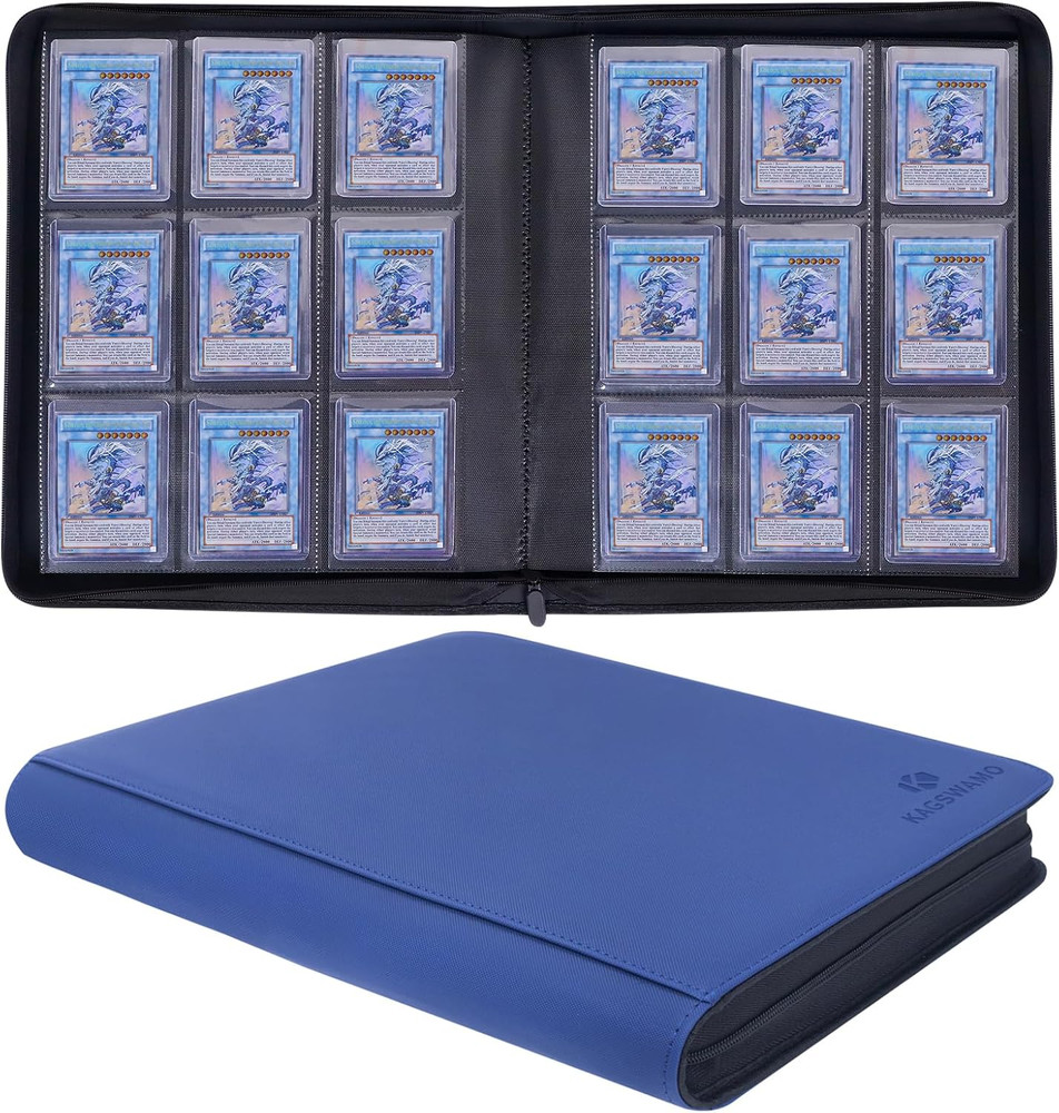 Toploader Binder for 324 Cards, 9 Pockets, Blue Storage Solution